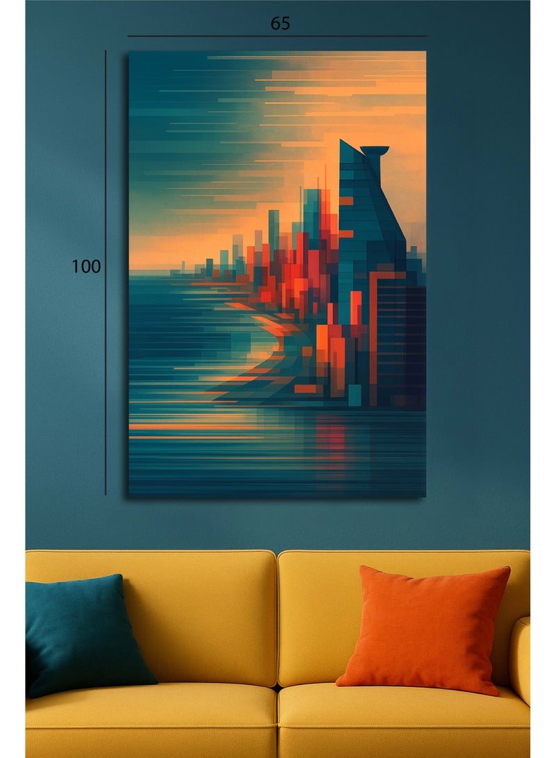 تذكار لوحة كانفاس فنية تعبّر عن مدينة جدة بأسلوب تجريدي حديث - Image 5