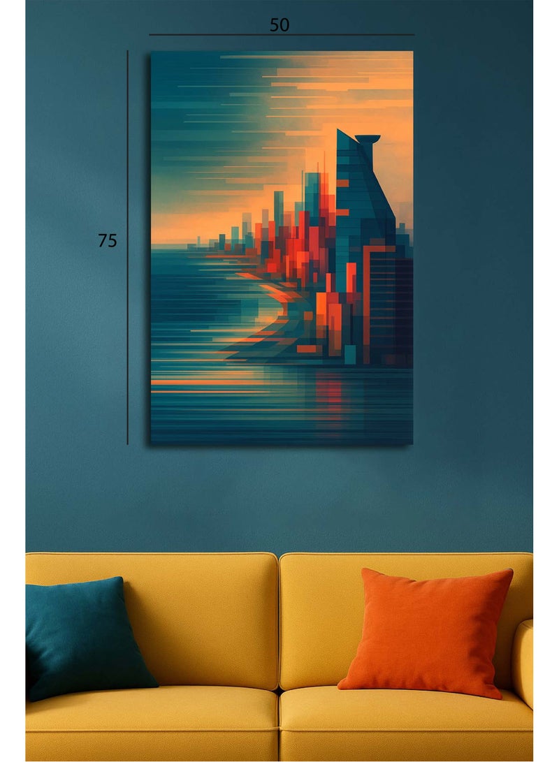 تذكار لوحة كانفاس فنية تعبّر عن مدينة جدة بأسلوب تجريدي حديث - Image 3