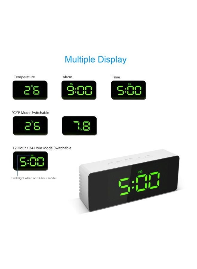 NIBEMINENT Digital LED Mirror Clock White/Black/Green 14.5centimeter - Image 3