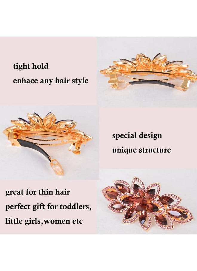 Sankuwen Sankuwen Floral Rhinestone Hairpin Luxury Crystal Flower Hair Barrette Clip (Red-Purple)  - Image 4