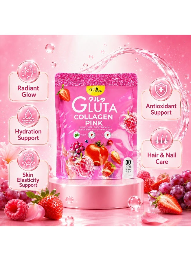Manee Gluta Collagen Pink Skin Glow Support Drink Mix With Glutathione, Collagen, Fruit Extracts & Easy Mix - Image 3