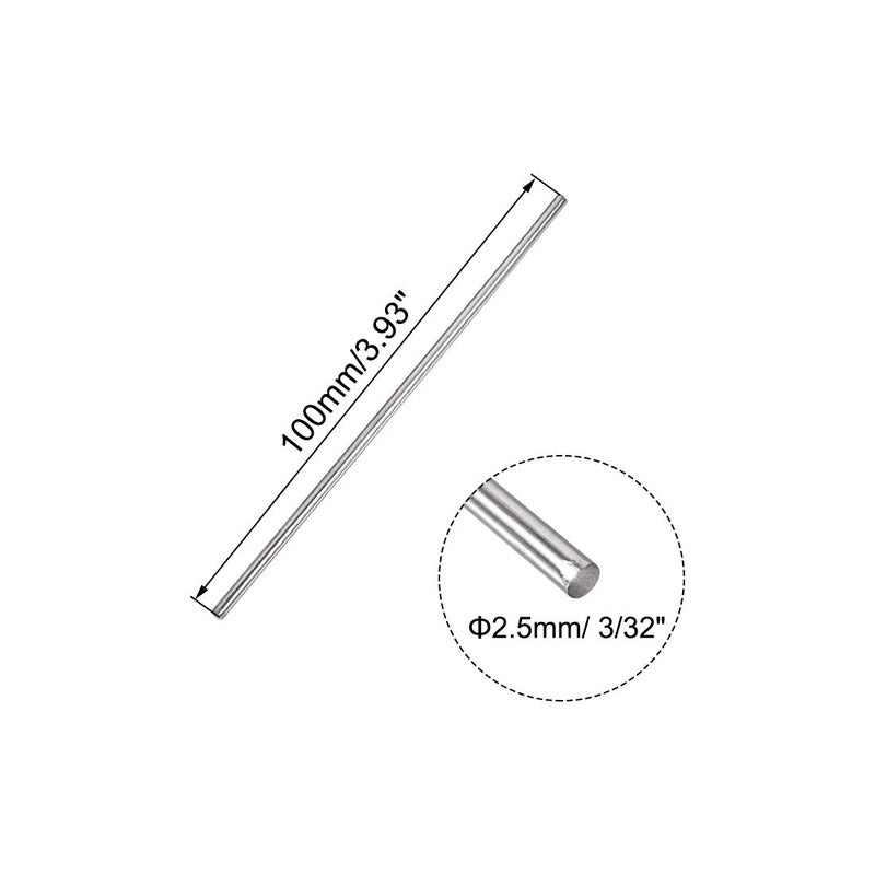uxcell 2.5mm x 100mm 304 Stainless Steel Solid Round Rod for DIY Craft - 10pcs - Image 2