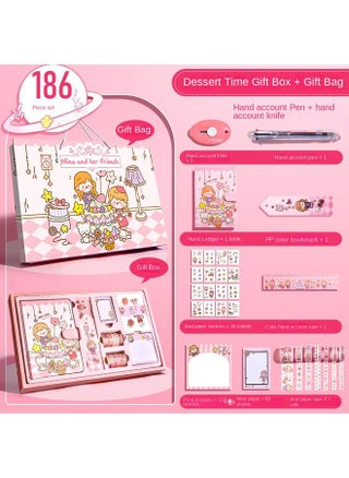 [Dessert Time] 186-piece Gift Box Gift Bag Hand Account Knife Hand Account Pen