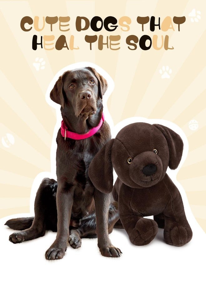 MaoGoLan ماو غولان 24" دمية محشوة على شكل لابرادور شوكولاتة عملاقة، كلب لابرادور كبير لطيف وناعم، وسادة محشوة على شكل جرو لعشاق الجراء، الأطفال، البالغين - Image 2