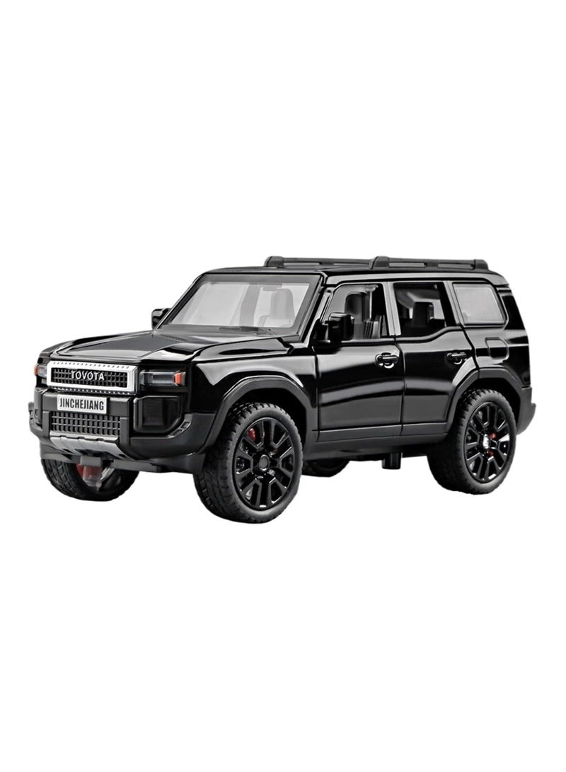 for 1/32 Prado Off-Road Vehicle SUV Simulation Alloy Steering Sound and Light Door Opening Function Toy Car Model Ornaments Collection(Black)