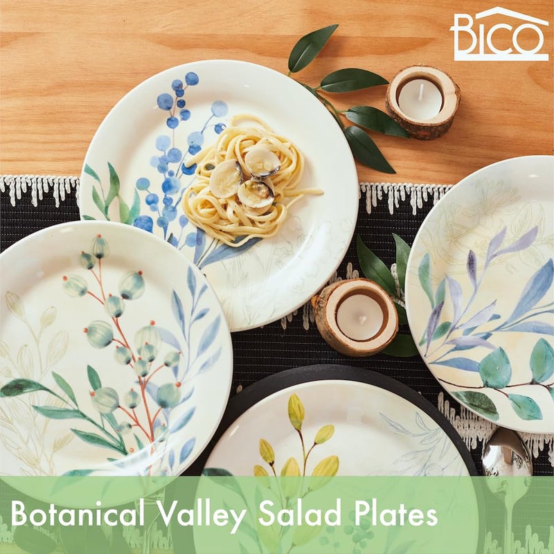 Bico Botanical Valley Salad Plates Set of 4, 8.75 Inch Ceramic Dessert Plates for Salad, Appetizer, Side Dishes, Microwave and Dishwasher Safe, Gift for Housewarming and Thanksgiving - Image 2