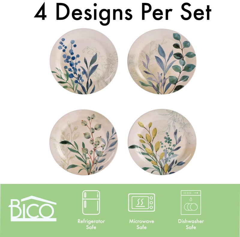 Bico Botanical Valley Salad Plates Set of 4, 8.75 Inch Ceramic Dessert Plates for Salad, Appetizer, Side Dishes, Microwave and Dishwasher Safe, Gift for Housewarming and Thanksgiving - Image 4
