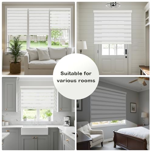 Dephora Cordless Zebra Blinds for Windows,Free-Stop Roller Zebra Shades,Light Filtering Blinds for Indoor windows with Upgraded Cassette,Pull Down Privacy Window Shades for Home (25" W x 72" H, White) - Image 5