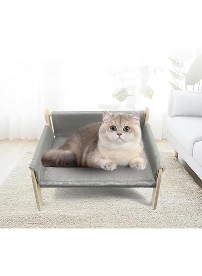 Gray Elevated Dog Bed Removable Sofa Cover Wooden Pet Bed for Puppy Cat - Image 4