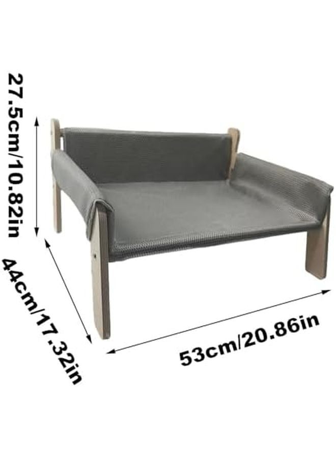 Gray Elevated Dog Bed Removable Sofa Cover Wooden Pet Bed for Puppy Cat - Image 2