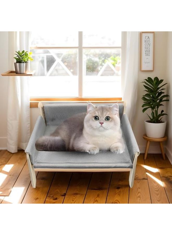 Gray Elevated Dog Bed Removable Sofa Cover Wooden Pet Bed for Puppy Cat - Image 3