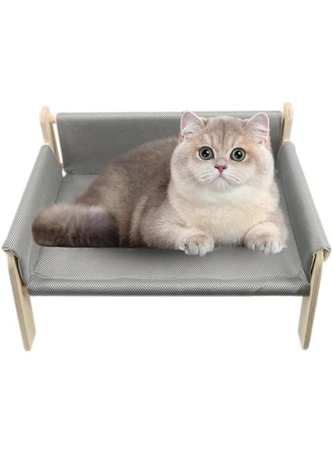 Gray Elevated Dog Bed Removable Sofa Cover Wooden Pet Bed for Puppy Cat - Image 1