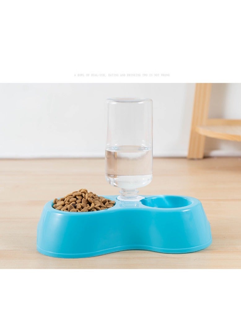 الكلب القط وعاء ، وعاء الحيوانات الأليفة المياه والغذاء مجموعة ، مع التلقائي موزع المياه زجاجة ، وعاء الفولاذ المقاوم للصدأ القابلة للإزالة ، مناسبة للكلاب والقطط والجراء الأرنب ( الأزرق ) - Image 2