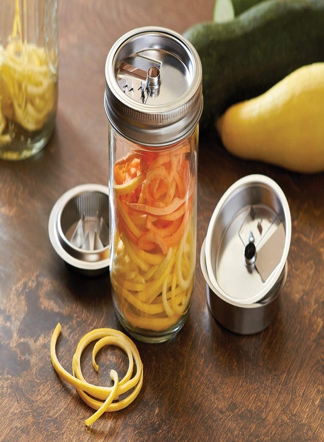 Jarware 3 in 1 Mason Jar Spiralizer Lid, Wide Mouth, Stainless Steel - Image 4