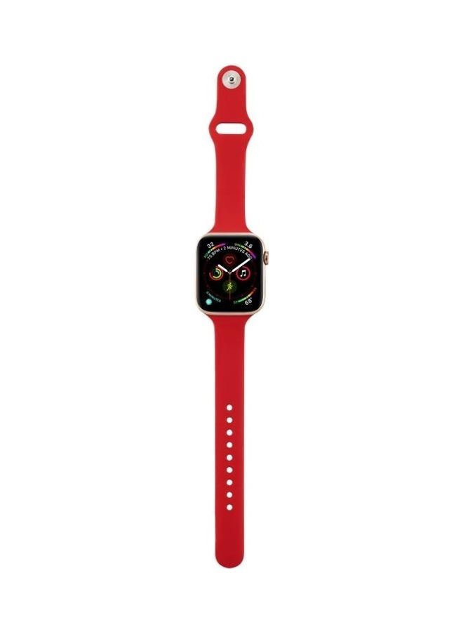 NIBEMINENT Thin Silicone Replacement Wrist Strap Watchband for Apple Wacth 5/4/3/2/1 42-44mm Camellia Red  - Image 5