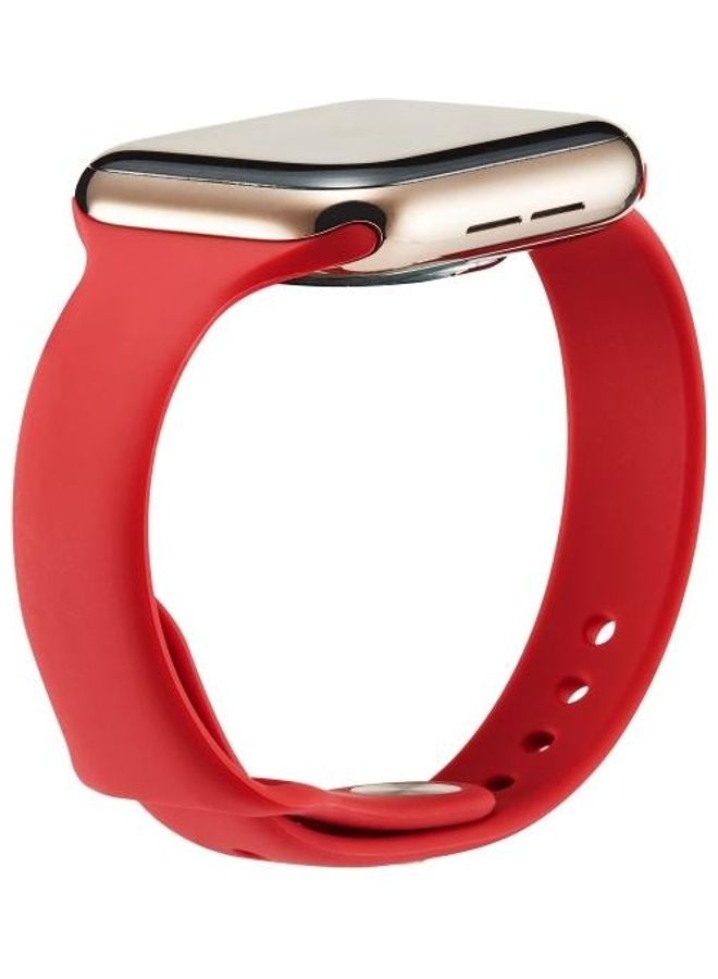 NIBEMINENT Thin Silicone Replacement Wrist Strap Watchband for Apple Wacth 5/4/3/2/1 42-44mm Camellia Red  - Image 3