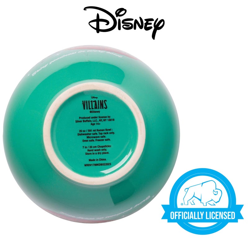 Silver Buffalo Silver Buffalo Disney Villains Little Mermaid Ursula's Shrimpy Bits Ceramic Ramen Noodle Rice Bowl with Chopsticks  Microwave Safe  20 Ounces  Little Mermaid Ursula's Shrimpy Bits  - Image 4