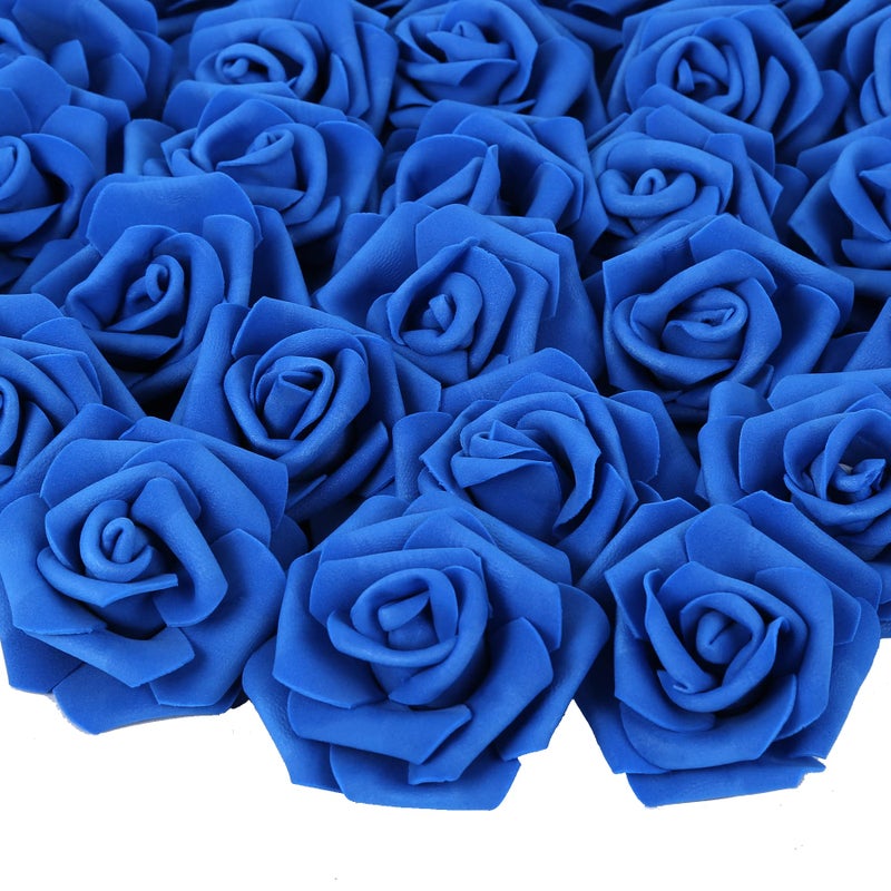 INSUNSIX 200 pcs Foam Rose Heads Stemless Artificial Rose Flowers Dark Blue Fake Roses Flower Bulk for DIY Wedding Rose Wall Kissing Balls Bridal Shower Centerpieces Arrangements Party Tables Deco(Dark Blue ) - Image 1