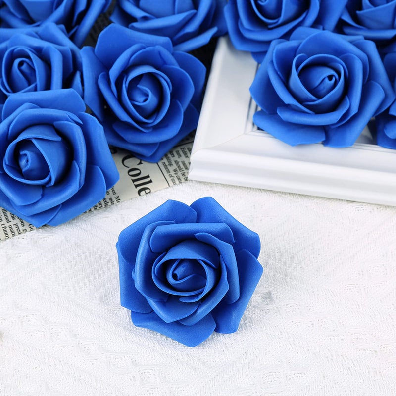 INSUNSIX 200 pcs Foam Rose Heads Stemless Artificial Rose Flowers Dark Blue Fake Roses Flower Bulk for DIY Wedding Rose Wall Kissing Balls Bridal Shower Centerpieces Arrangements Party Tables Deco(Dark Blue ) - Image 3