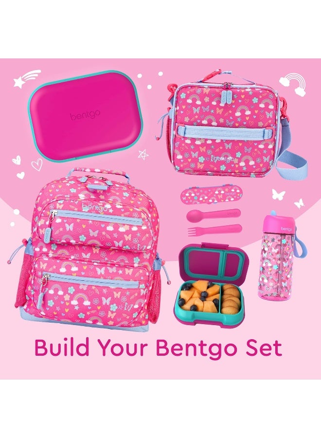 Bentgo صندوق غداء بنتغو تشيل للأطفال مقاوم للتسرب - صندوق بنتو بأربعة أقسام مع حزمة ثلج مدمجة، سعة 3.3 كوب، خالي من PFAS و BPA، آمن للاستخدام في الميكروويف وغسالة الصحون، الحجم المثالي للأعمار من 3 إلى 7 سنوات (فوشيا/أزرق فاتح) - Image 1