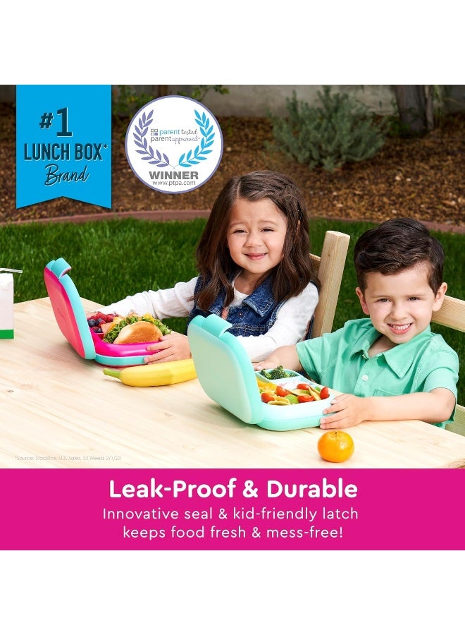 Bentgo صندوق غداء بنتغو تشيل للأطفال مقاوم للتسرب - صندوق بنتو بأربعة أقسام مع حزمة ثلج مدمجة، سعة 3.3 كوب، خالي من PFAS و BPA، آمن للاستخدام في الميكروويف وغسالة الصحون، الحجم المثالي للأعمار من 3 إلى 7 سنوات (فوشيا/أزرق فاتح) - Image 5
