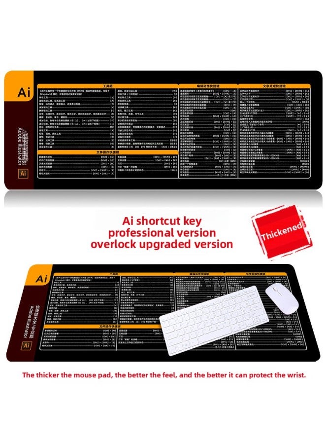 [blender Shortcut Key] Oversized WPS Desk Pad IDEA Office Mouse Pad Da Vinci Keyboard Computer Pad-Color:900*400*2mm-Pattern:AI Shortcuts Professional  - Image 1