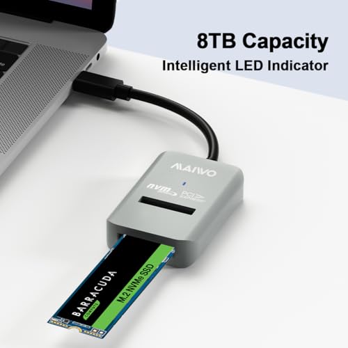 MAIWO محول MAIWO M.2 NVMe إلى USB، قارئ SSD M.2 NVMe USB C، USB3.2 GEN2x1 بسرعة 10Gbps مع UASP Trim، سعة 8TB، حاوية PCIe NVMe بدون أدوات، مسطحة - Image 4