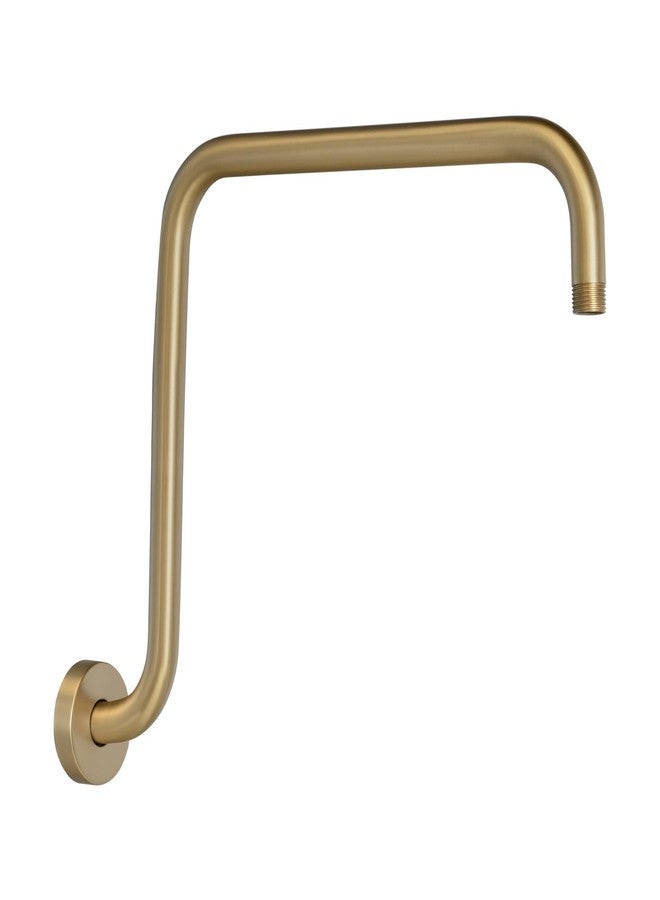 PHASAT S Shaped Shower Arm, High Rise Shower Arm with Flange, Brushed Gold - Image 1