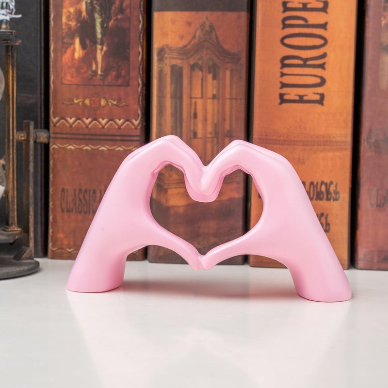 Lynagert Small Heart Hands Sculpture Decor for Living Room Bedroom Bookshelf Coffe Table and Office Display, Love Finger Statue Modern Aesthetic Home Decor, Unique Gift for Wedding Christmas Birthday (Pink) - Image 5