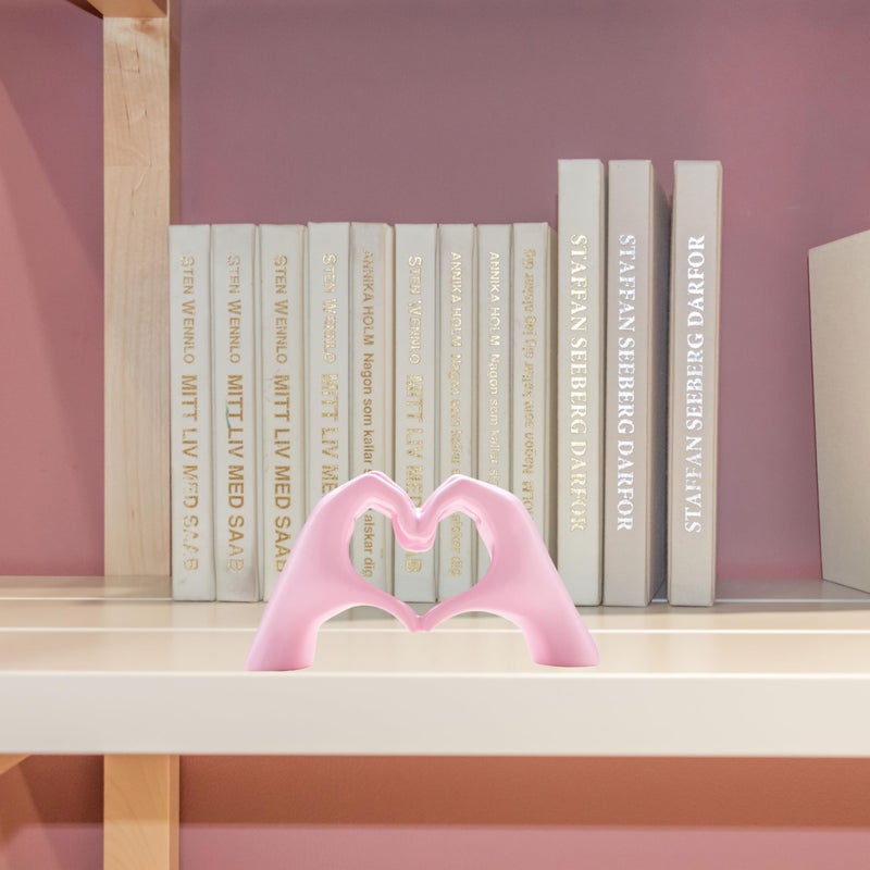 Lynagert Small Heart Hands Sculpture Decor for Living Room Bedroom Bookshelf Coffe Table and Office Display, Love Finger Statue Modern Aesthetic Home Decor, Unique Gift for Wedding Christmas Birthday (Pink) - Image 3