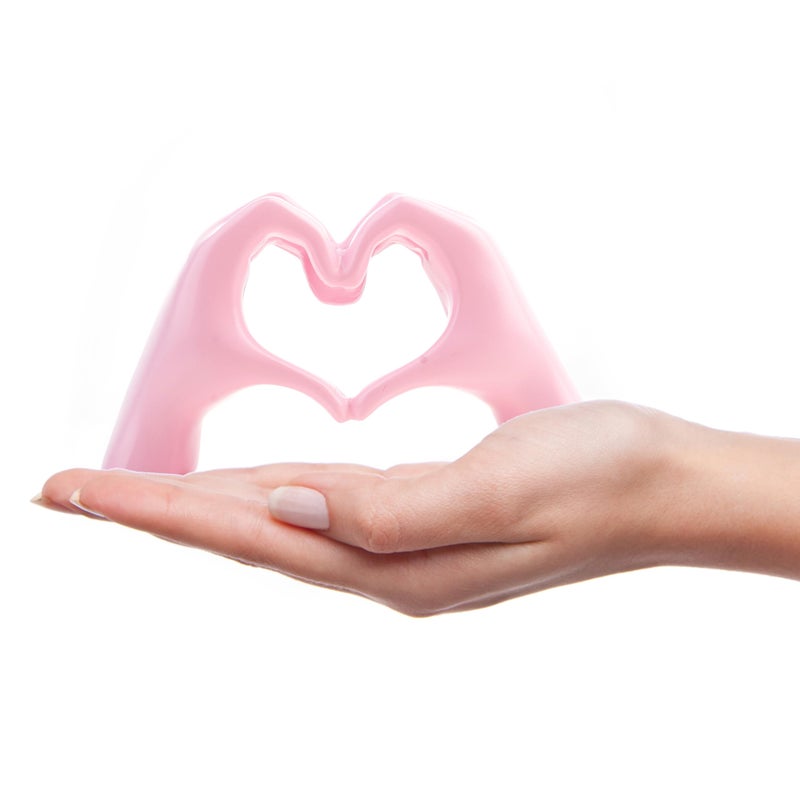 Lynagert Small Heart Hands Sculpture Decor for Living Room Bedroom Bookshelf Coffe Table and Office Display, Love Finger Statue Modern Aesthetic Home Decor, Unique Gift for Wedding Christmas Birthday (Pink) - Image 1