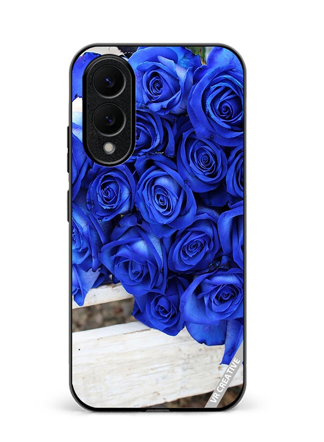 VR CREATIVE Protective Case Cover For Samsung Galaxy S25 Edge Blue Flower Design Multicolour
