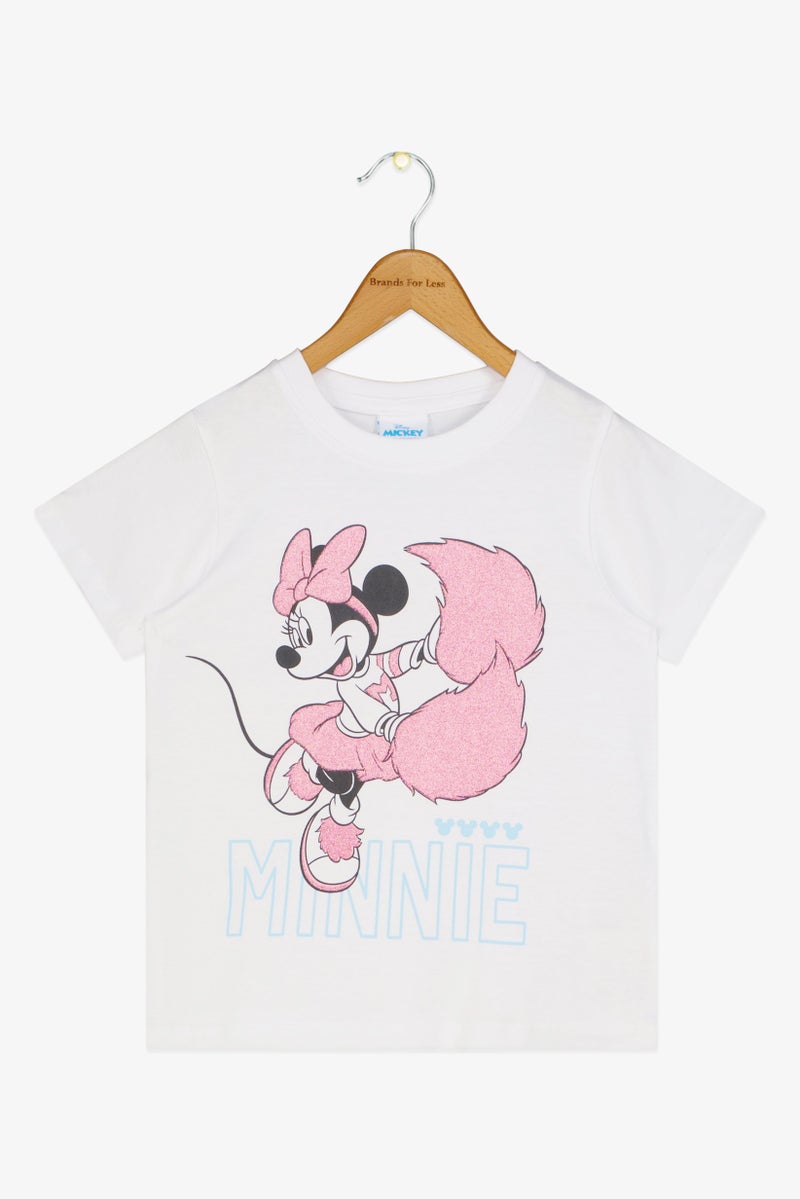 Disney Mickey And Friends Kids Girl Graphic Print Short Sleeve Top, White - Image 2