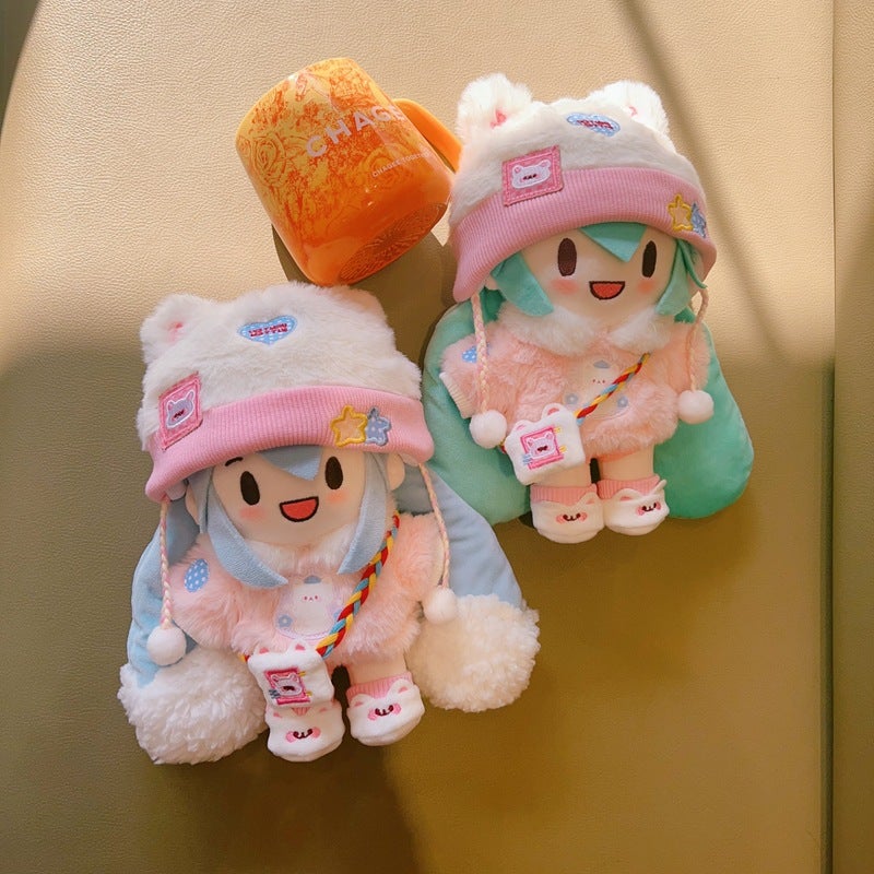 Dressable 20cm Snow Yin Yin Cute Cotton Doll Plush Toy with Pink Cat Set - Image 4