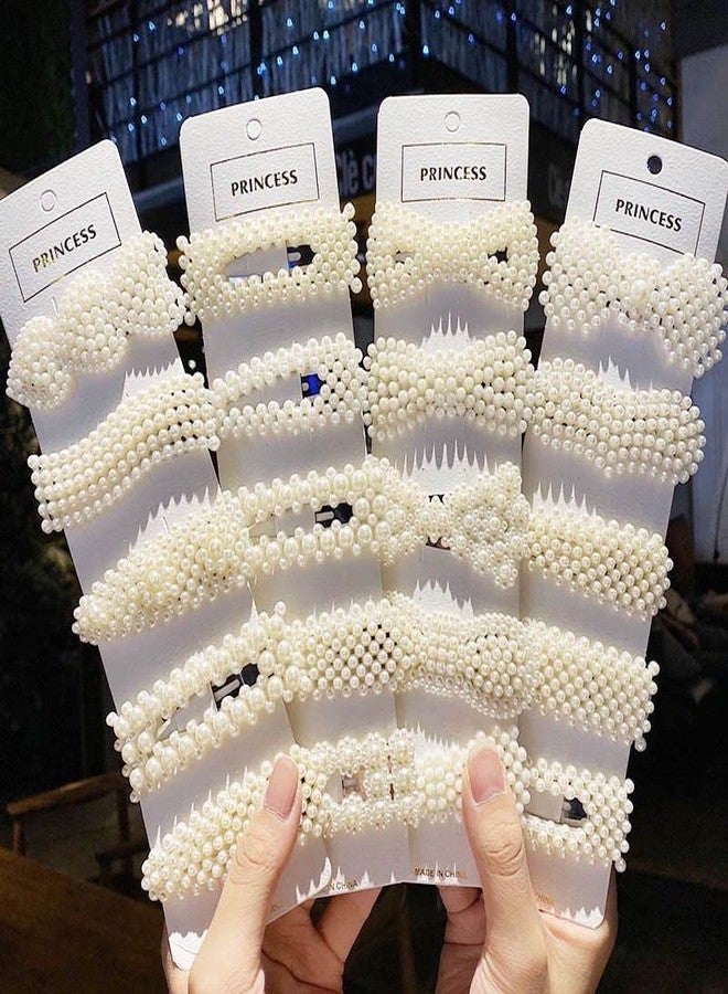 صن بيرد مشابك شعر كبيرة من اللؤلؤ من صن بيرد، دبابيس شعر، مشابك شعر للنساء والفتيات، مشابك شعر أنيقة من اللؤلؤ، مجموعة مشابك شعر نسائية، مشابك شعر على الطراز الكوري (عبوة من 12 قطعة + دبوس شعر أبيض من اللؤلؤ مجاناً) - Image 1