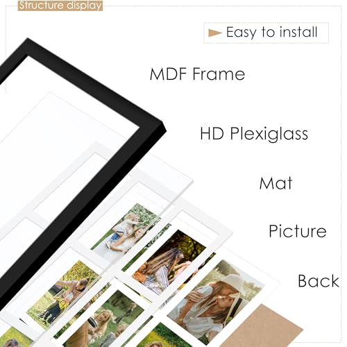 DUENPY 13x19 Collage Picture Frame 4x6 Picture Frames Collage Wall Decor Displays Nine 4x6 inch Photos Available Horizontal Wall Mounting Display and Vertical Black - Image 5