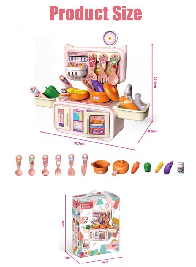 إيزي سو مطبخ صغير للعب بالدمى، 14 قطعة، مجموعة مطبخ تظاهري بلاستيكية للطهي، مجموعة لعب للأطفال الصغار، مجموعة مطبخ اللعب، مجموعة لعب مطبخ للأطفال - Image 2
