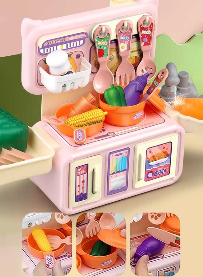 إيزي سو مطبخ صغير للعب بالدمى، 14 قطعة، مجموعة مطبخ تظاهري بلاستيكية للطهي، مجموعة لعب للأطفال الصغار، مجموعة مطبخ اللعب، مجموعة لعب مطبخ للأطفال - Image 3