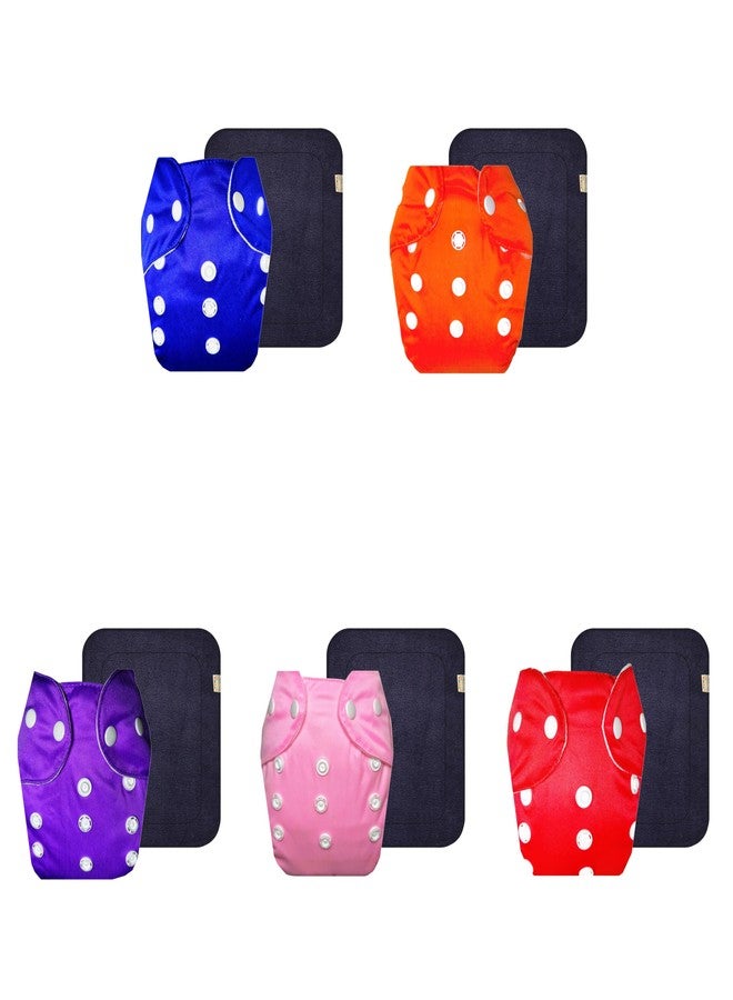 Dumbledo Lite Cloth Diaper with Black Insert (Pack of 5) | Dry Feel and Comfortable | 6-Layer Absorbent Pad | Adjustable Snaps | Designed by Moms | 3 Months - 2 Years | Unisex Baby - Image 1