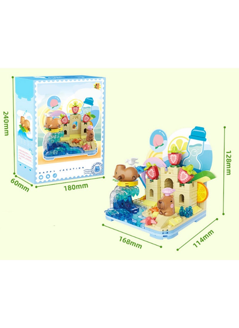 Lying Flat Vacation Capybara Model Set Building Blocks Creative Diy Simulation Collection Building Assembly Toys Children Adult Home Decorations