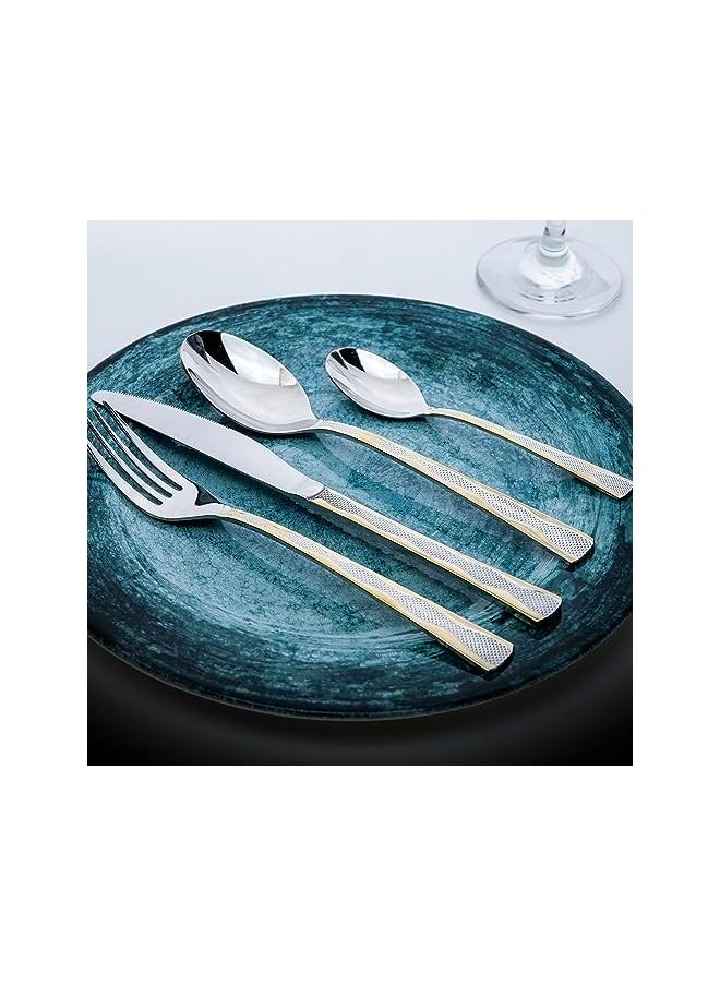 Cuisine Art 24 Piece Silverware Flatware Cutlery Set with Revolving Round Stand, Stainless Steel Includes 6 Knife, Fork, Spoon and Tea Spoon, Dinner Mirror Polished, Dishwasher Safe  - Image 4