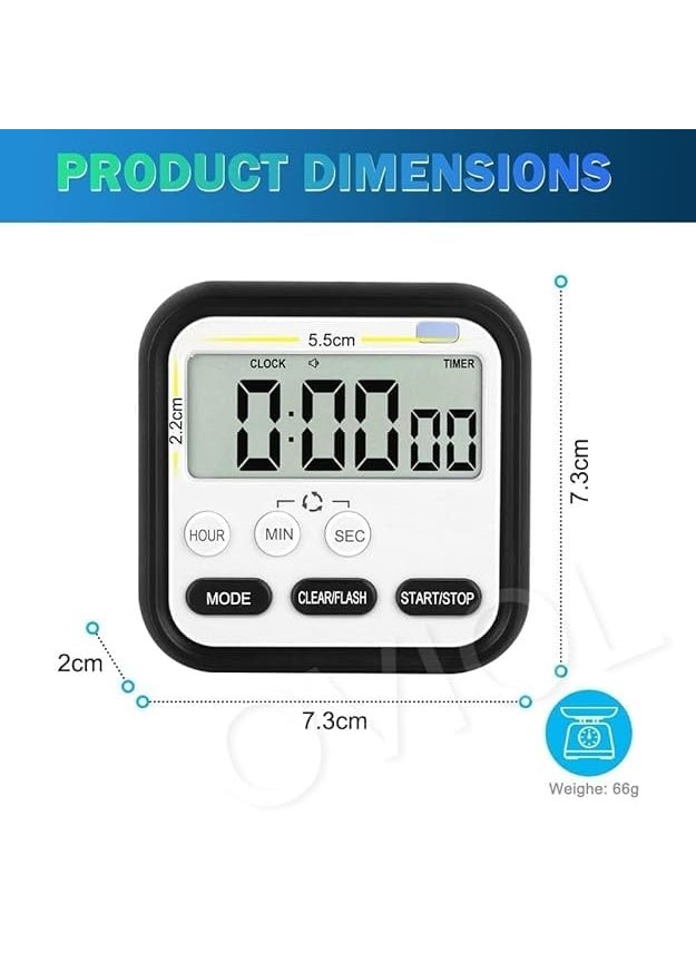 FED World FED World Stopwatch Timer for Study Kitchen Timer Large LCD Screen 24hr Digital Display Magnetic Retractable Stand Loud Alarm Stop Watch Countdown Flashing Light Study Timer for Students Cooking  - Image 2