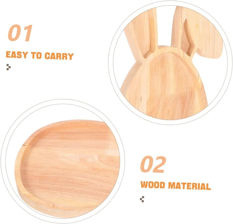 ABOOFAN Easter Bunny Wooden Serving Tray Unique -Shaped Design for Appetizers Fruits Snacks for Spring Gatherings Parties and Entertaining Guests - Image 2