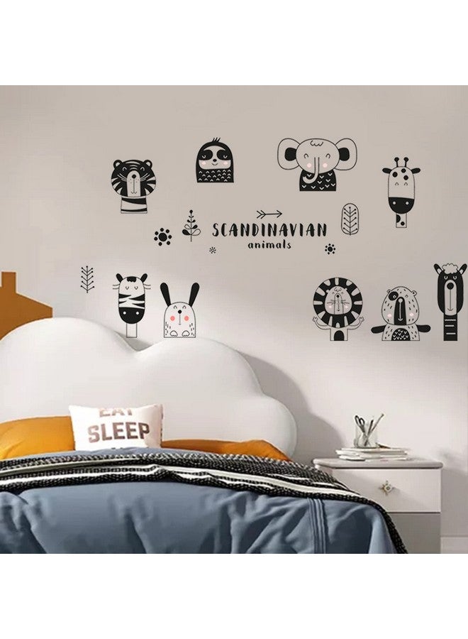 Maydahui Safari Jungle Animal Wall Decals Scandinavian Style Woodland Black White Animal Wall Sticker(55x30 Inch) Peel Stick Removable Art Decal Decor for Baby Kids Bedroom Nursery Changing Table - Image 5
