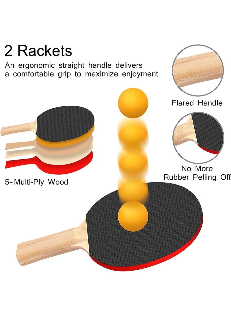 Flushrenic Ping Pong Paddle Set, Portable Table Tennis Set with Retractable Net,Rackets,Balls and Carry Bag for Indoor,Outdoor Games - Image 4