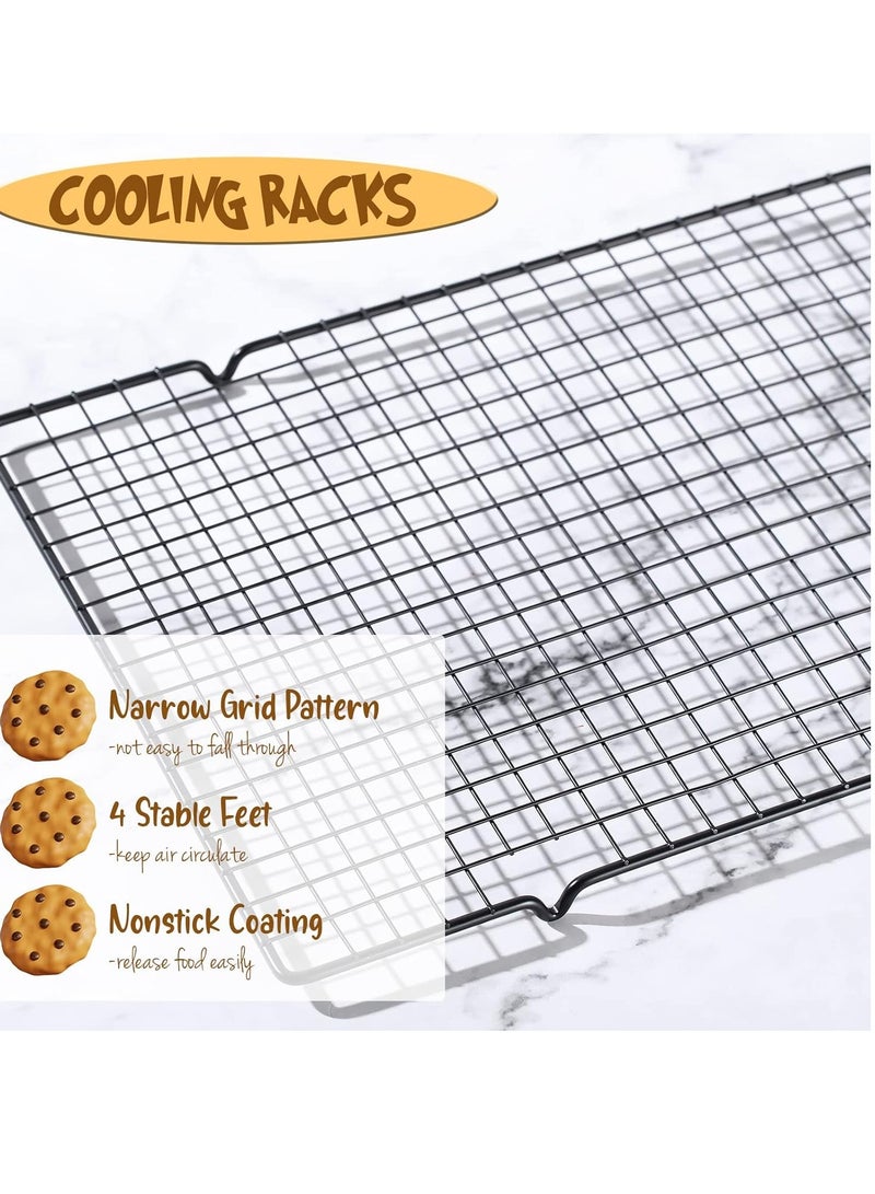 HomarKet 6 Pieces Cooling Racks for Cooking and Baking Oven Safe Grid Wire Set Heavy Duty Carbon Steel Nonstick Baking Rack for Roasting Cooking Grilling Drying (16 x 9.8 Inches)  - Image 3