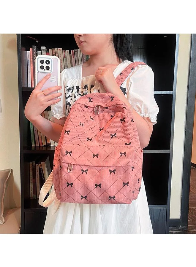 Take Two Pink Corduroy Bowknot Mini Backpack