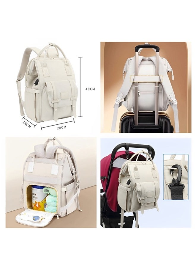 Beauenty Diaper Bag Backpack,Large Capacity Baby Diaper Bag,Multi Function Waterproof Diaper Changing Bag with USB Charge Port,Portable Mom Bag,Baby Essentials Travel Tote for Newborn Mother/Father  - Image 4
