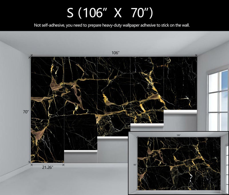 WFBHUA - Black Golden Marble Wallpaper Abstract Stone Texture Wall Mural Living Room Bedroom Office (Not Peel and Stick) - Image 4