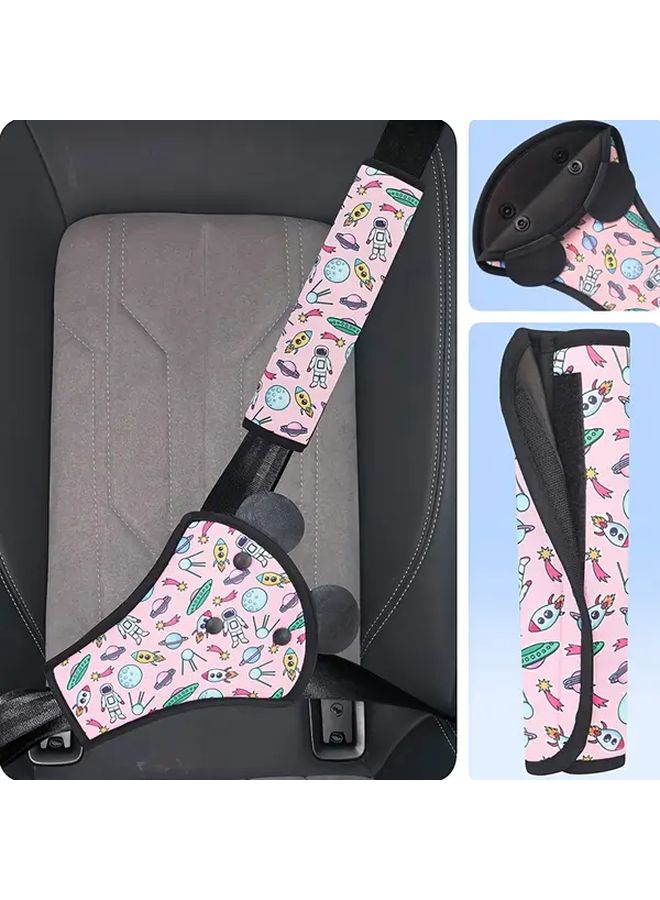 Blue Green Space Theme Seat Belt Shoulder Pad and Belly Protector Set - Image 3